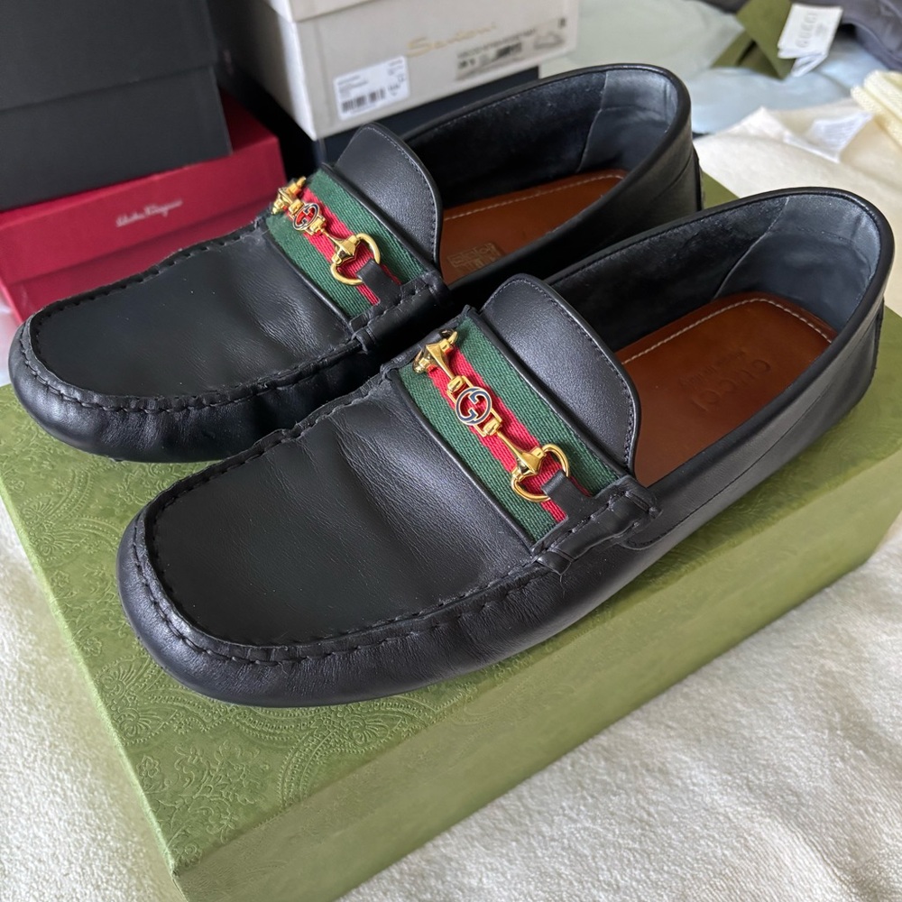 Gucci Black Leather Loafers Size US 10.5/Gucci 10